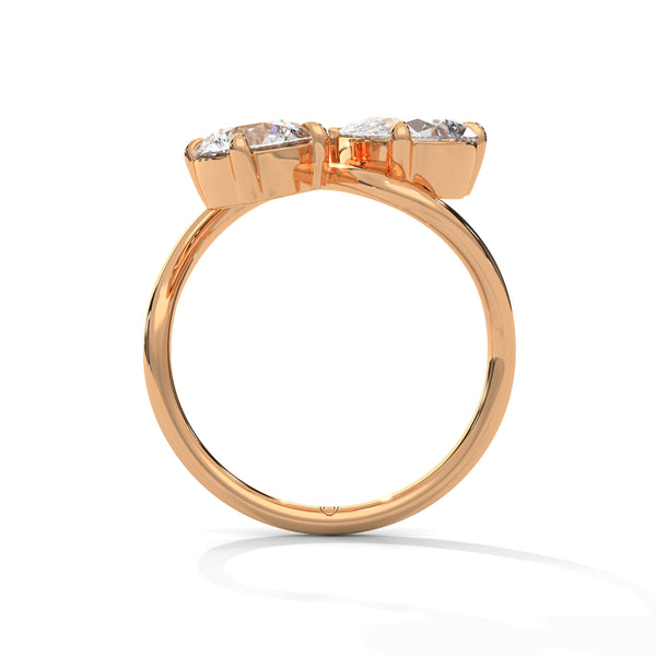 2.50 CT Round & Pear Lab-Grown Diamond Toi Et Moi Open Ring