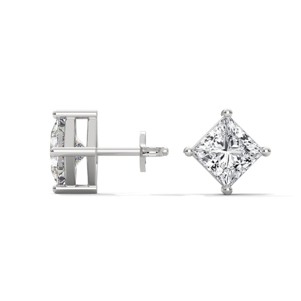 2.50 CT Princess Cut CVD Lab-Grown Diamond Stud Earrings