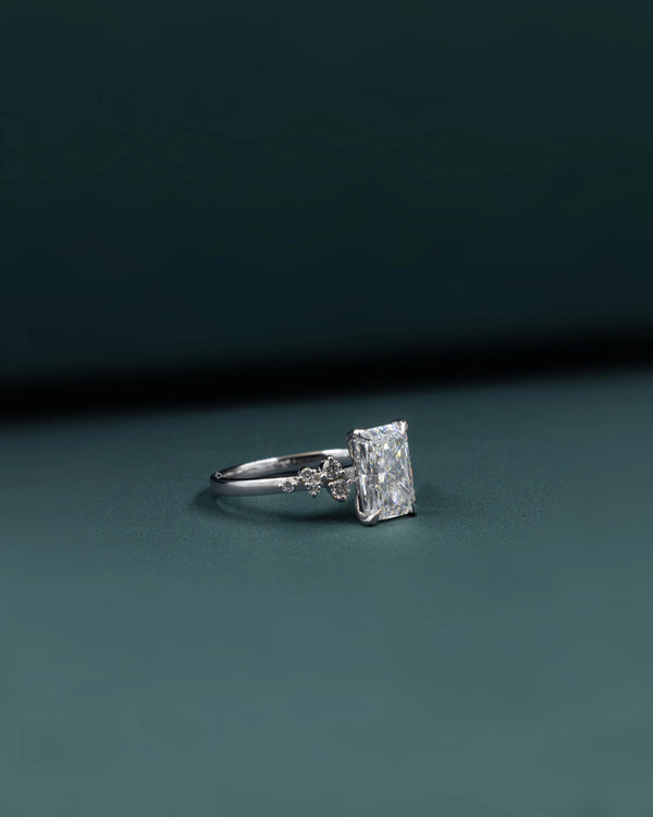 2.23 CTW Radiant Cut Floral Accent CVD Lab-Grown Diamond Engagement Ring