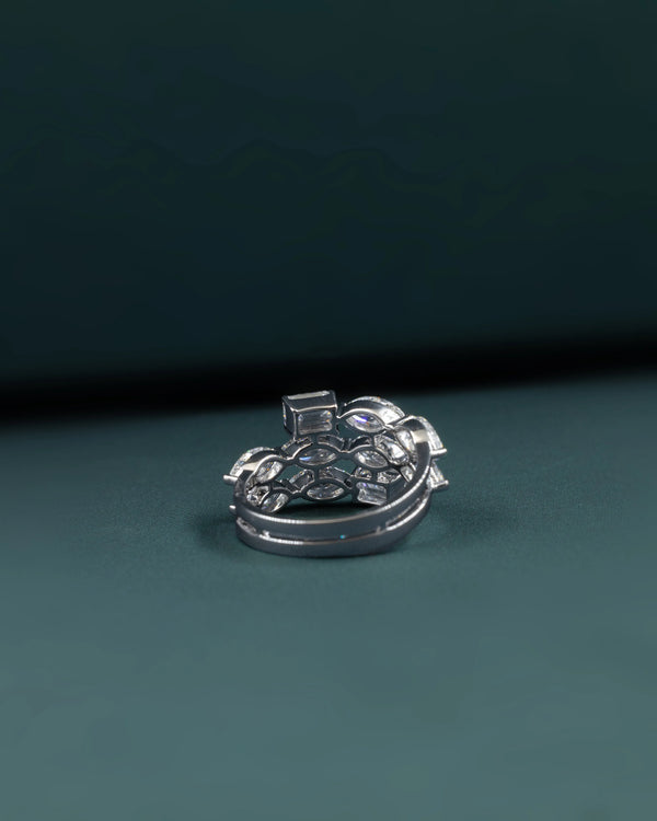 3.54 CT Pear & Emerald Cut CVD Lab-Grown Diamond Open Wrap Ring