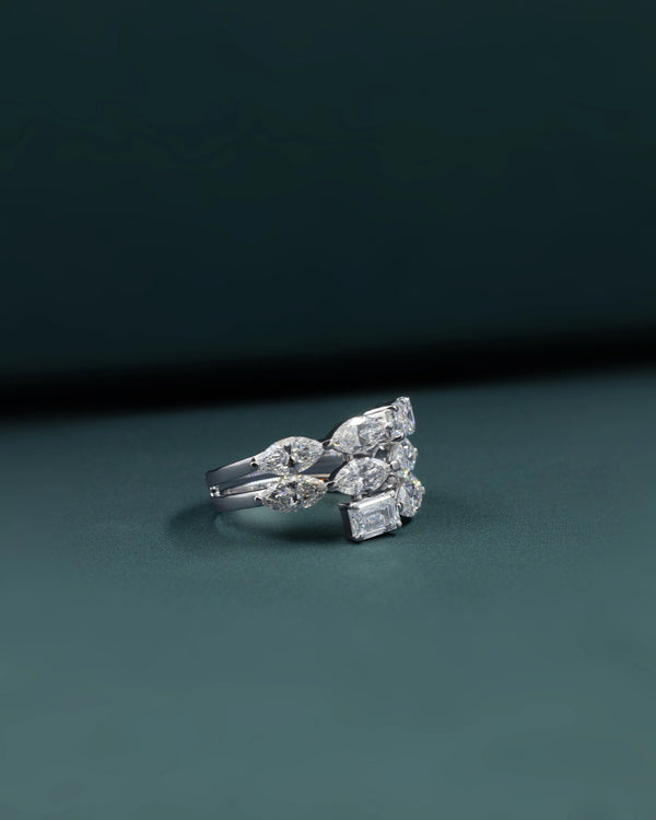 3.54 CT Pear & Emerald Cut CVD Lab-Grown Diamond Open Wrap Ring