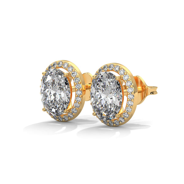 2.24 CT Oval Cut Halo CVD Lab-Grown Diamond Stud Earrings