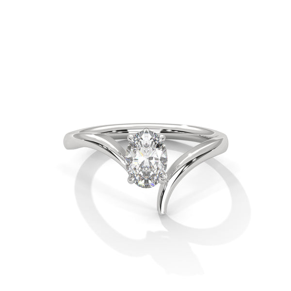 0.75 CT Oval Lab-Grown Diamond Open Curve Solitaire Ring