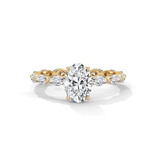 3.07 CT Oval & Round Lab-Grown Diamond Eternity Engagement Ring