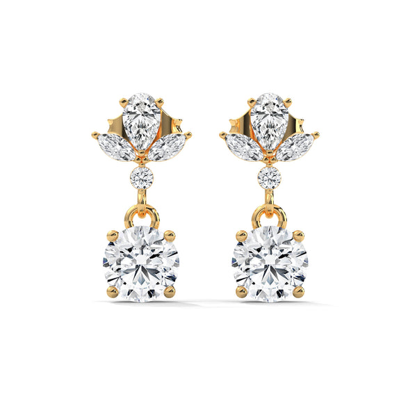1.36 CT Multi-Shape Floral Drop CVD Lab-Grown Diamond Earrings