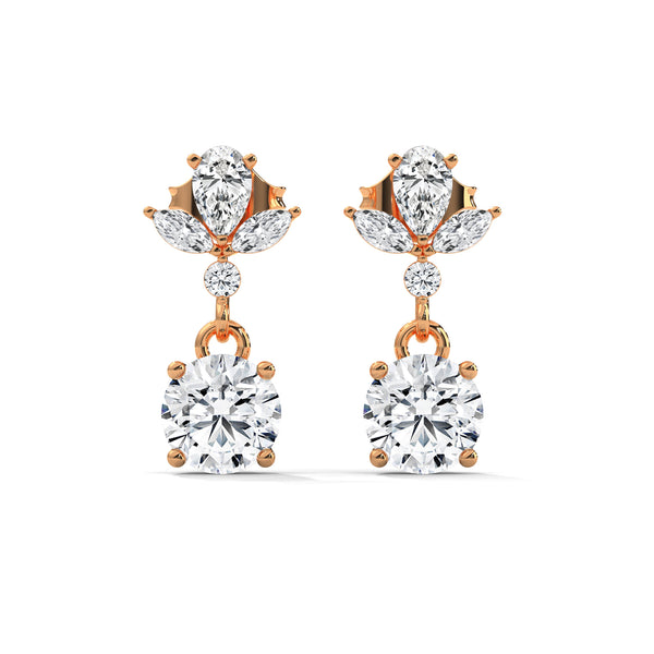 1.36 CT Multi-Shape Floral Drop CVD Lab-Grown Diamond Earrings