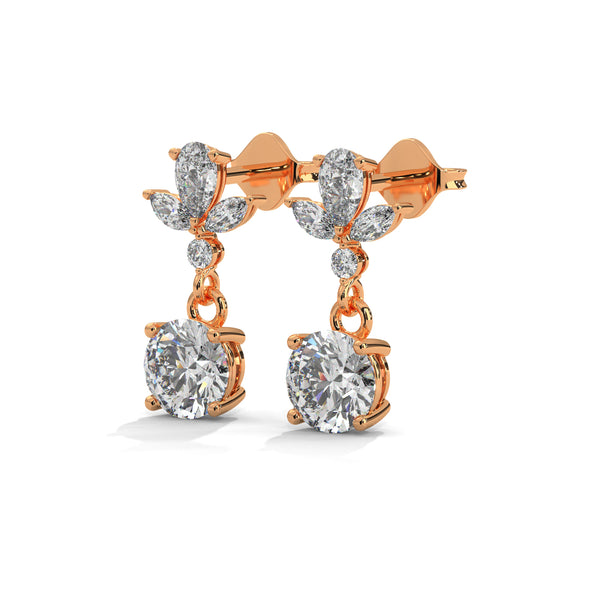 1.36 CT Multi-Shape Floral Drop CVD Lab-Grown Diamond Earrings