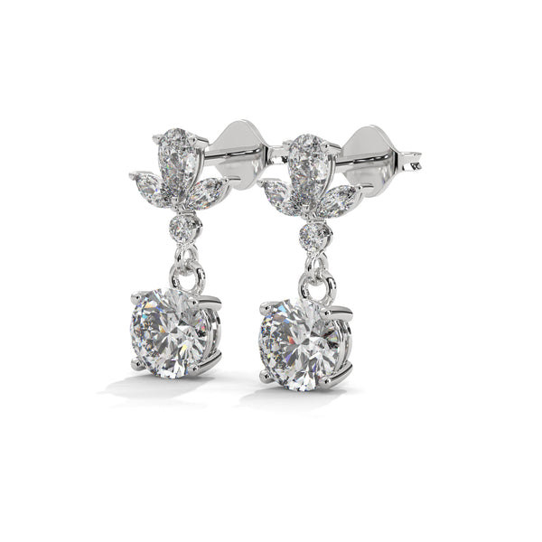 1.36 CT Multi-Shape Floral Drop CVD Lab-Grown Diamond Earrings
