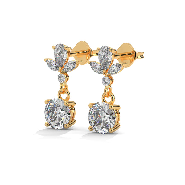 1.36 CT Multi-Shape Floral Drop CVD Lab-Grown Diamond Earrings
