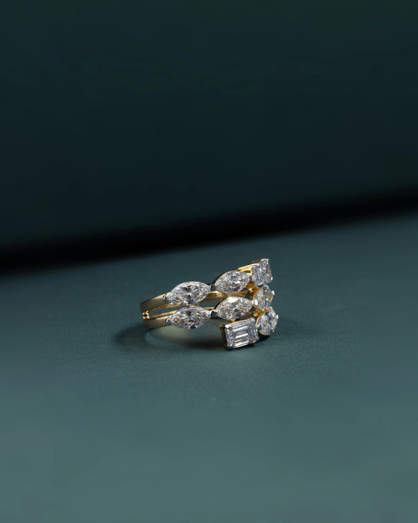 3.54 CT Pear & Emerald Cut CVD Lab-Grown Diamond Open Wrap Ring