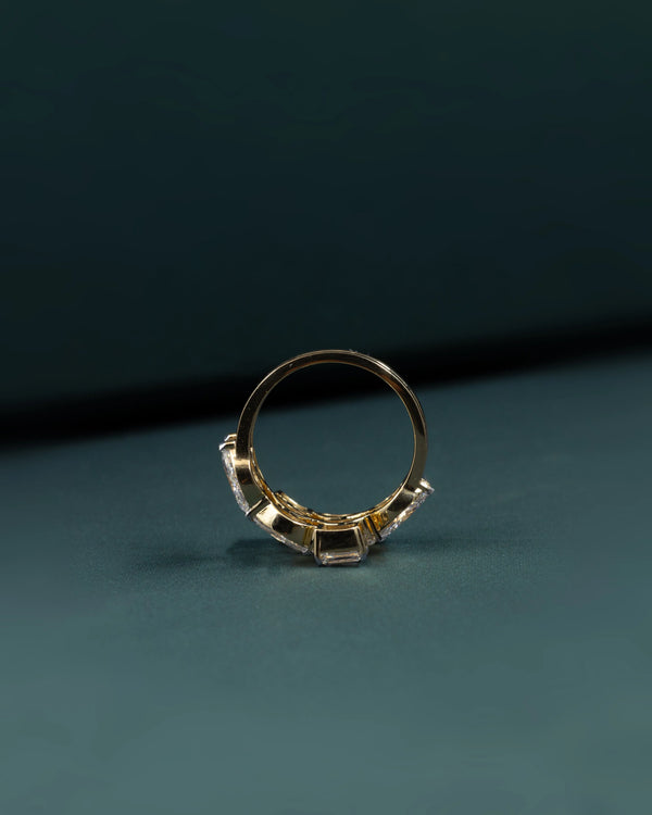 3.54 CT Pear & Emerald Cut CVD Lab-Grown Diamond Open Wrap Ring