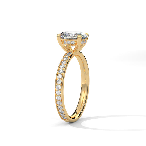 2.46 CT Oval Cut Lab-Grown Diamond Pavé Engagement Ring