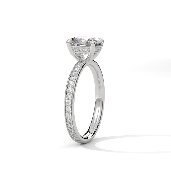 2.46 CT Oval Cut Lab-Grown Diamond Pavé Engagement Ring