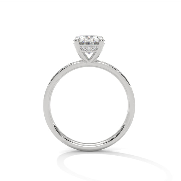 2.46 CT Oval Cut Lab-Grown Diamond Pavé Engagement Ring