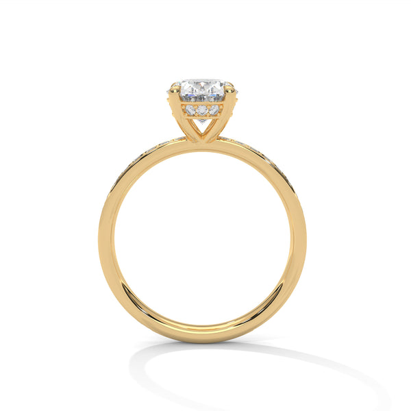 2.46 CT Oval Cut Lab-Grown Diamond Pavé Engagement Ring