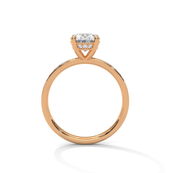 2.46 CT Oval Cut Lab-Grown Diamond Pavé Engagement Ring