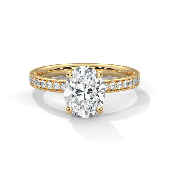 2.46 CT Oval Cut Lab-Grown Diamond Pavé Engagement Ring