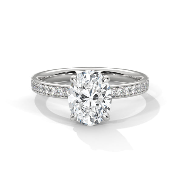 2.46 CT Oval Cut Lab-Grown Diamond Pavé Engagement Ring