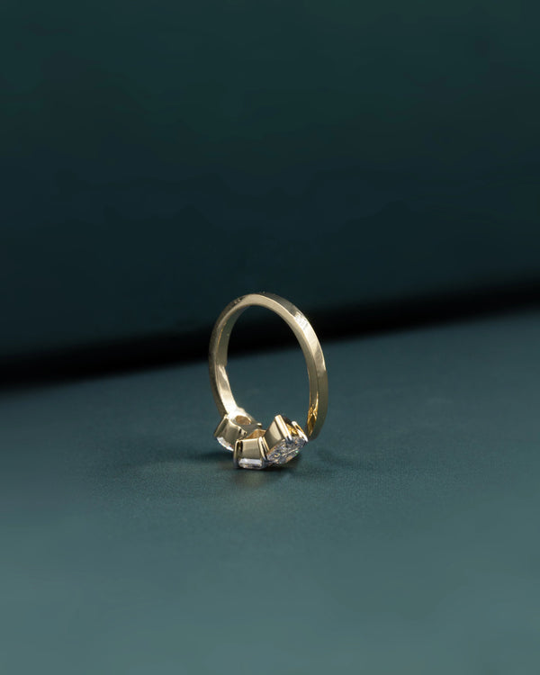 2.47 CTW Emerald & Pear Cut CVD Lab-Grown Diamond Three-Stone Bypass Ring