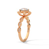 1.22 CT Round Cut Lab-Grown Diamond Floral Halo Engagement Ring with Milgrain Pavé Band