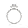 1.22 CT Round Cut Lab-Grown Diamond Floral Halo Engagement Ring with Milgrain Pavé Band
