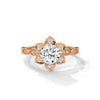 1.22 CT Round Cut Lab-Grown Diamond Floral Halo Engagement Ring with Milgrain Pavé Band