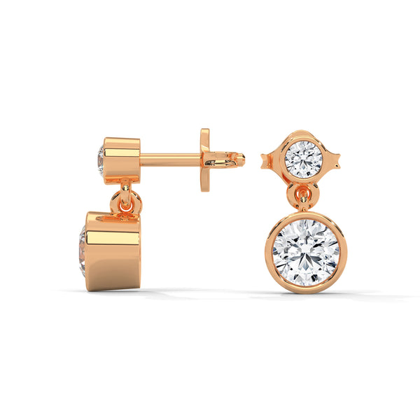 1.16 CT Round Bezel-Set Drop CVD Lab-Grown Diamond Earrings