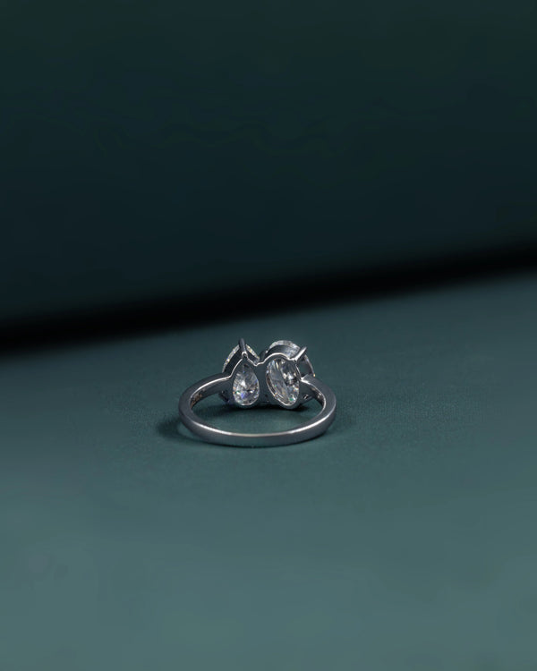 2.74 CT Pear & Oval Lab-Grown Diamond Two Stone Ring