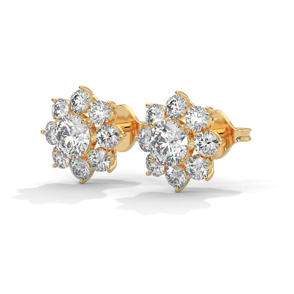 2.92 CT Round Floral Cluster CVD Lab-Grown Diamond Earrings