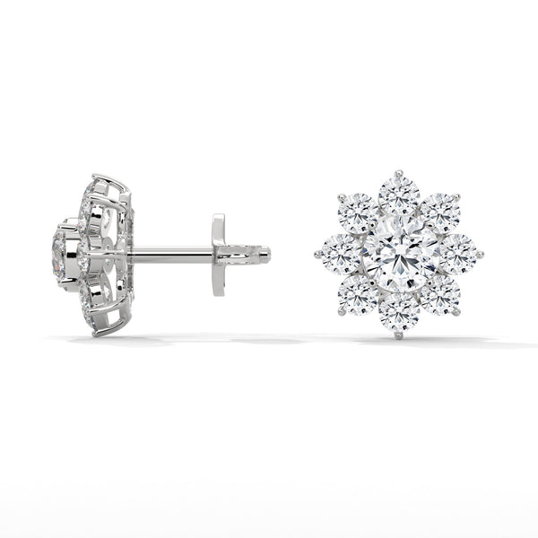 2.92 CT Round Floral Cluster CVD Lab-Grown Diamond Earrings