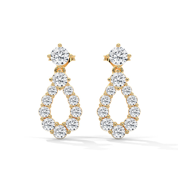 0.85 CT Round Teardrop Halo CVD Lab-Grown Diamond Earrings