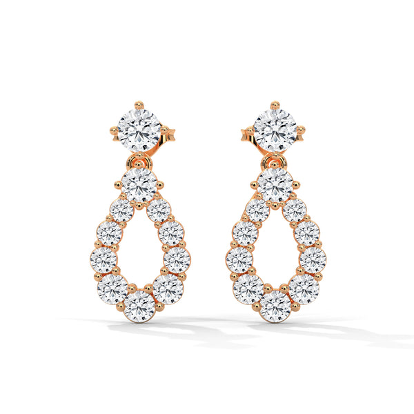0.85 CT Round Teardrop Halo CVD Lab-Grown Diamond Earrings