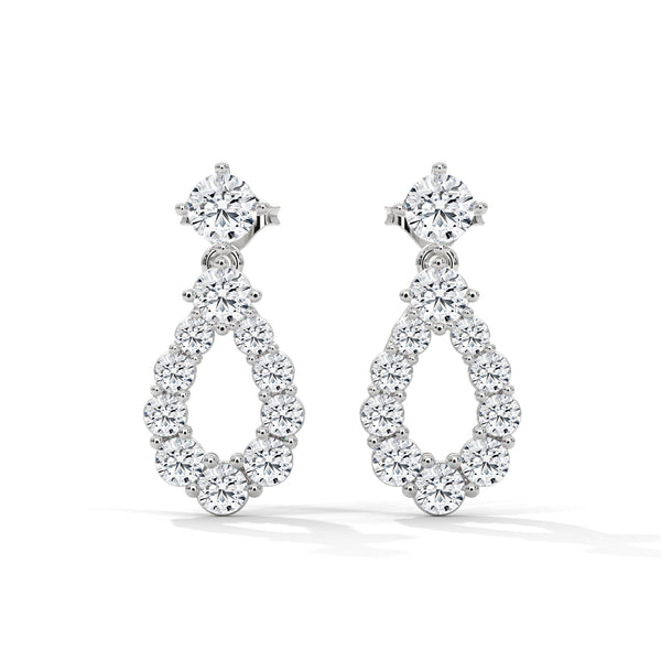 0.85 CT Round Teardrop Halo CVD Lab-Grown Diamond Earrings