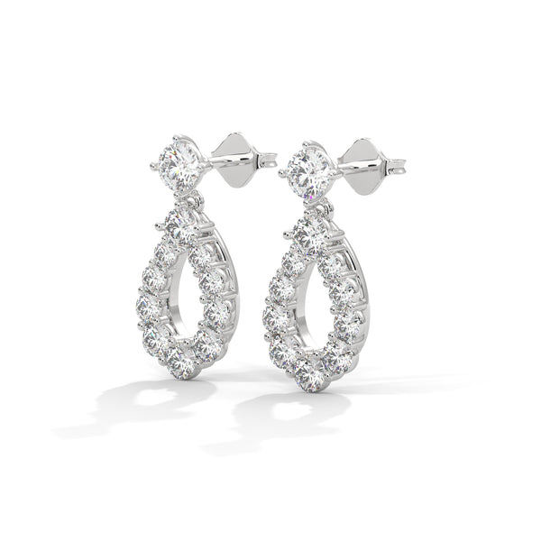 0.85 CT Round Teardrop Halo CVD Lab-Grown Diamond Earrings