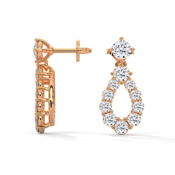 0.85 CT Round Teardrop Halo CVD Lab-Grown Diamond Earrings