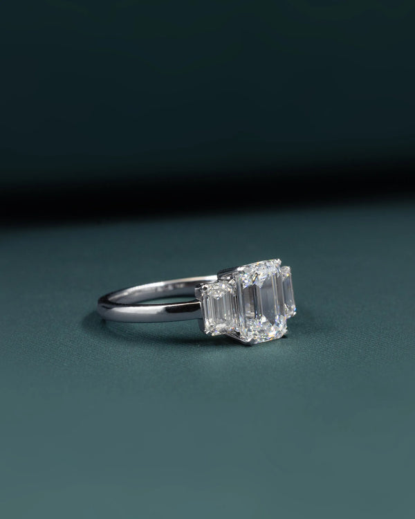 2.90 CTW Emerald Cut Three-Stone CVD Lab-Grown Diamond Engagement Ring