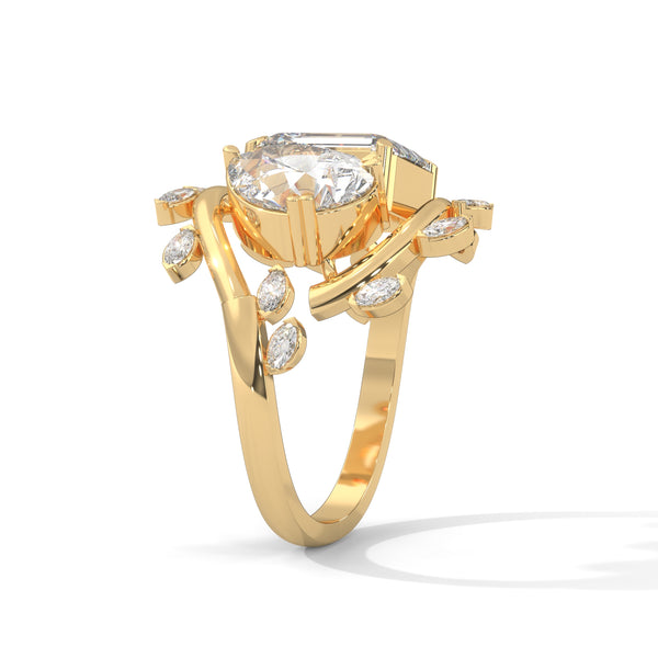 7.30 CT Pear & Emerald Cut Lab-Grown Diamond Designer Ring with Marquise Accents