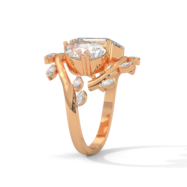 7.30 CT Pear & Emerald Cut Lab-Grown Diamond Designer Ring with Marquise Accents