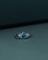 1.32 CT Pear Cut Blue CVD Lab-Grown Diamond Three Stone Ring