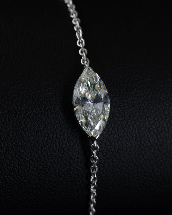 2.10 CTW Marquise Cut Lab-Grown Diamond Solitaire Bracelet in Gold