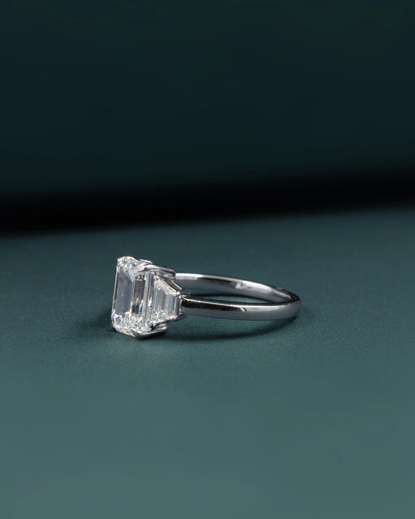 2.46 CTW Emerald & Pear Cut Three-Stone Lab-Grown Diamond Engagement Ring