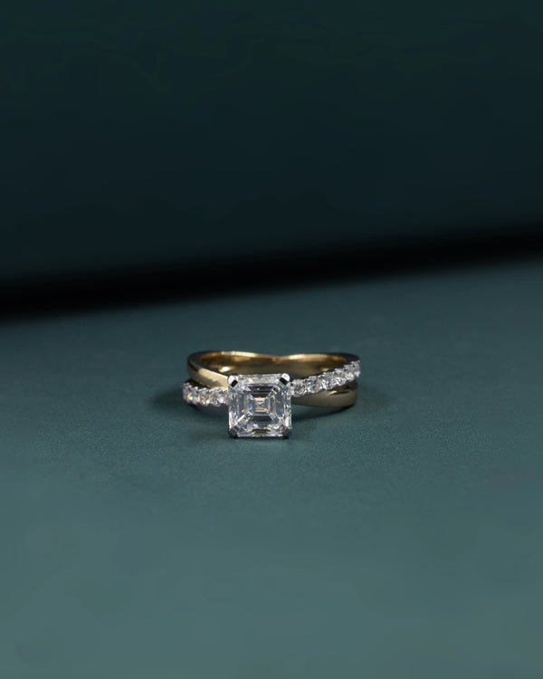 2.42 CTW Asscher Cut CVD Lab-Grown Diamond Twisted Pave Engagement Ring