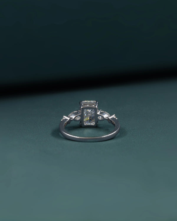 2.37 CTW Radiant Cut & Pear Side Stone Lab-Grown Diamond Three Stone Ring