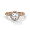 1.44 CT Round Cut Lab-Grown Diamond Halo Engagement Ring with Pavé Band