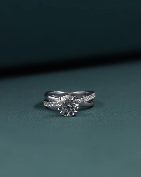 2.39 CT Round Cut Pave Solitaire CVD Lab-Grown Diamond Engagement Ring