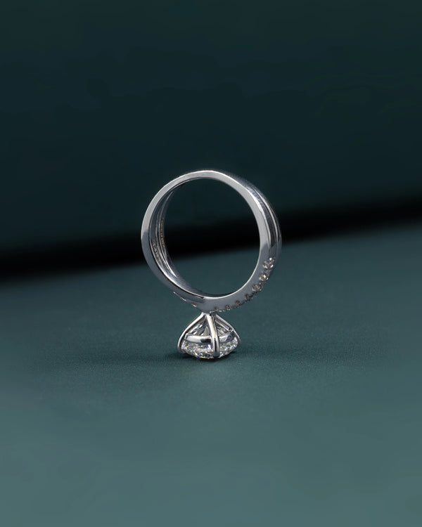 2.39 CT Round Cut Pave Solitaire CVD Lab-Grown Diamond Engagement Ring