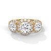 2.53 CT Round Cut Lab-Grown Diamond Three Stone Halo Ring with Pavé Accents