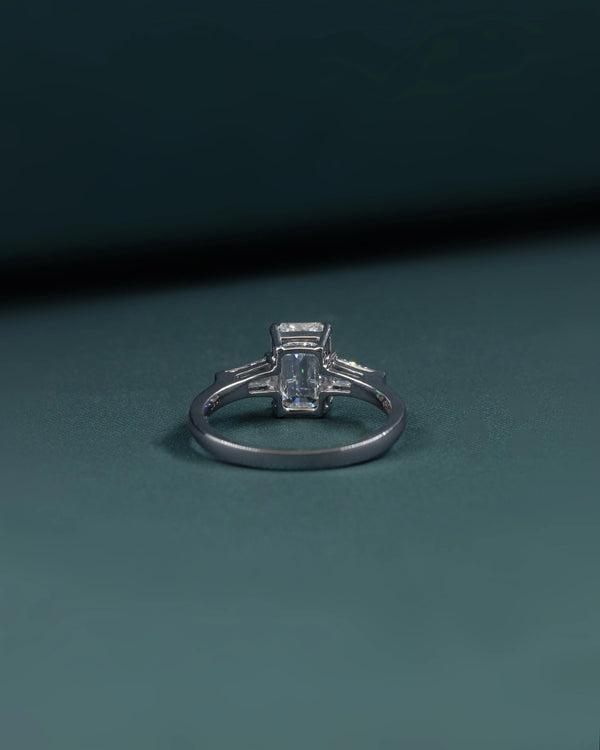 2.35 CTW Emerald Cut CVD Lab-Grown Diamond Three Stone Engagement Ring