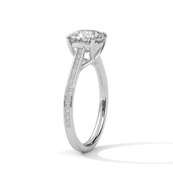 2.13 CT Cushion Cut Lab-Grown Diamond Pave Solitaire Ring