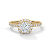 1.41 CT Cushion Cut Lab-Grown Diamond Halo Ring with Pavé Band